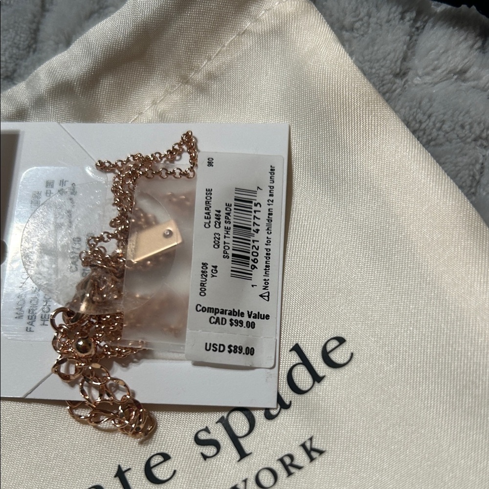Kate Spade Gold Charm Necklace with Crystal Details 19” - Picture 4 of 4